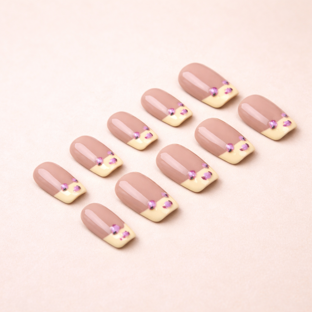 Ongles press-on Fauve Nude – design nude chaud subtil et raffiné MB Beauty