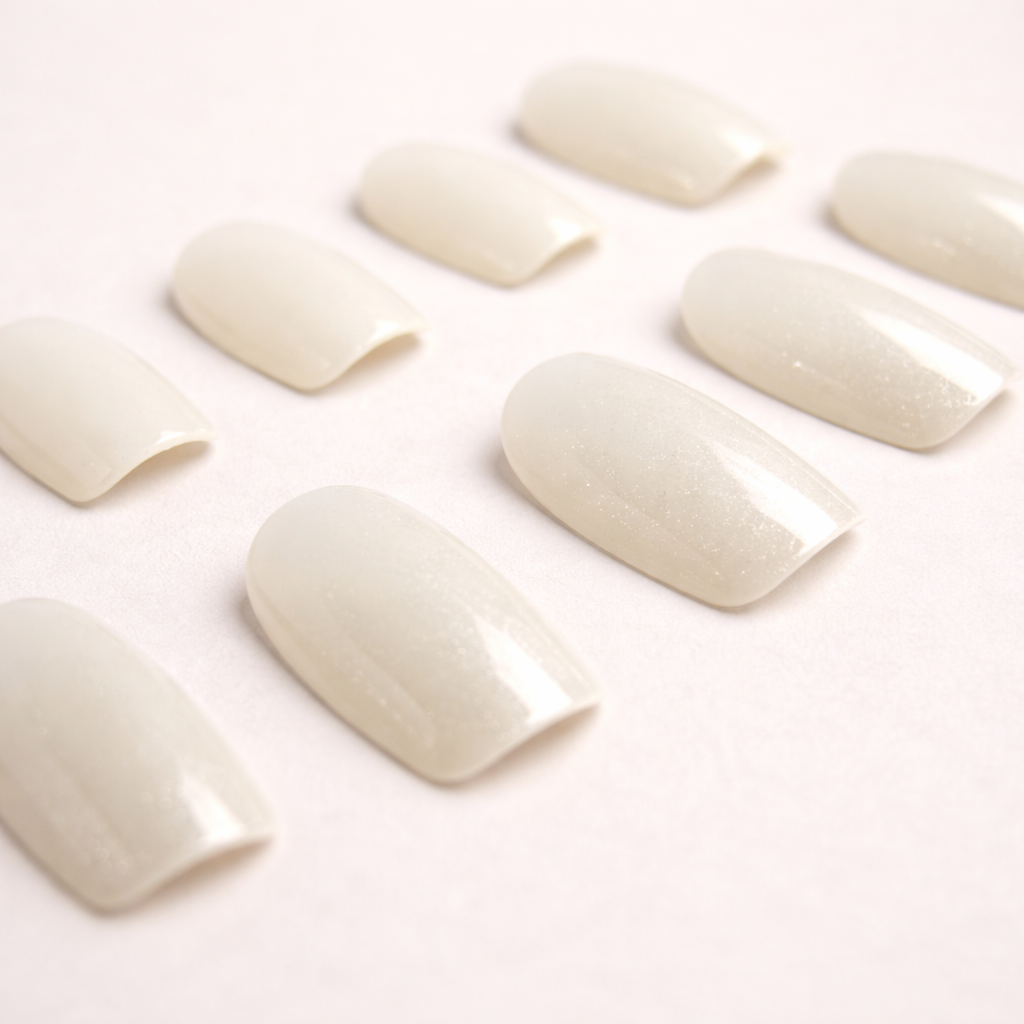 Ongles press-on Gris Lune – design gris minimaliste et moderne