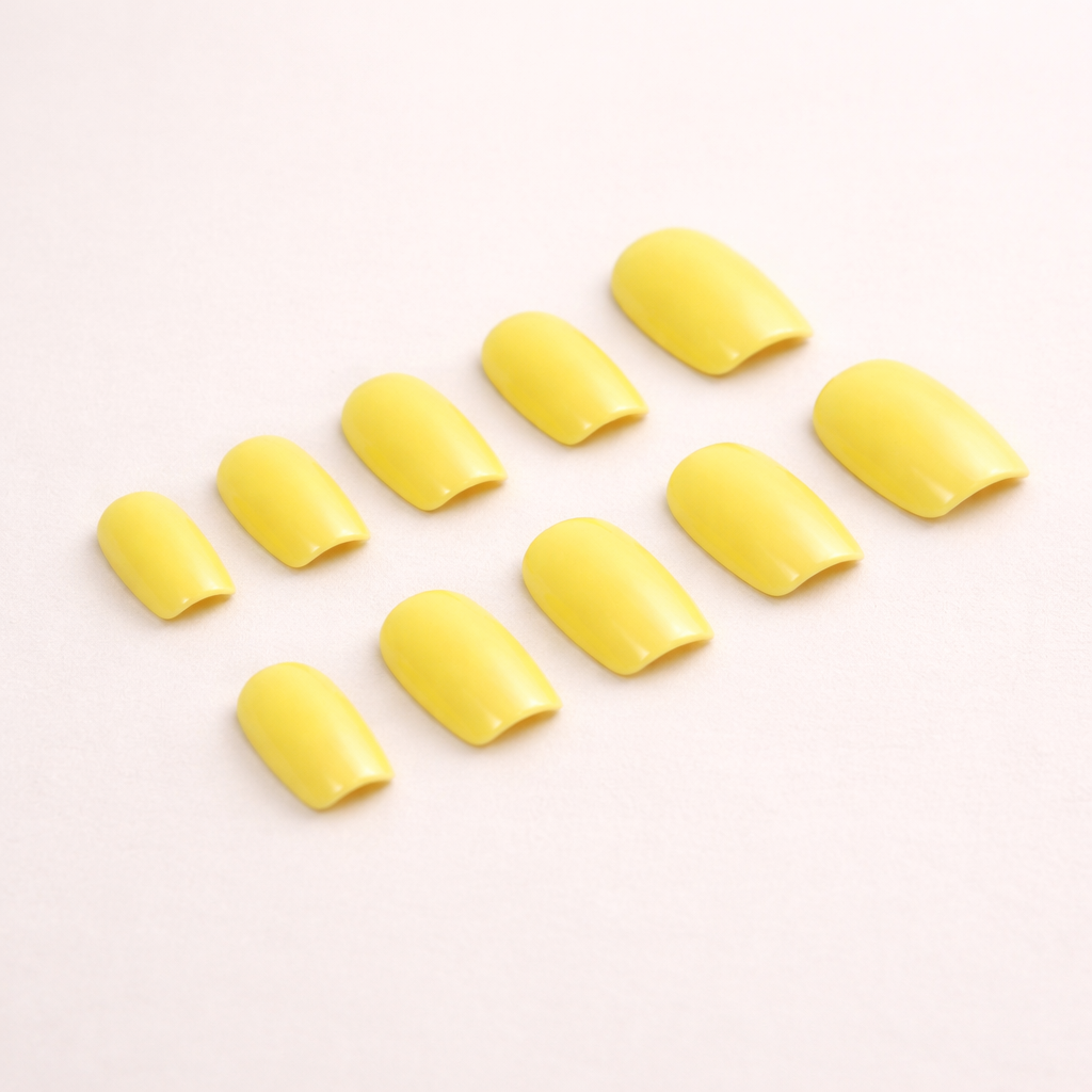 Ongles press-on Lumière Citron – design jaune lumineux subtil et moderne