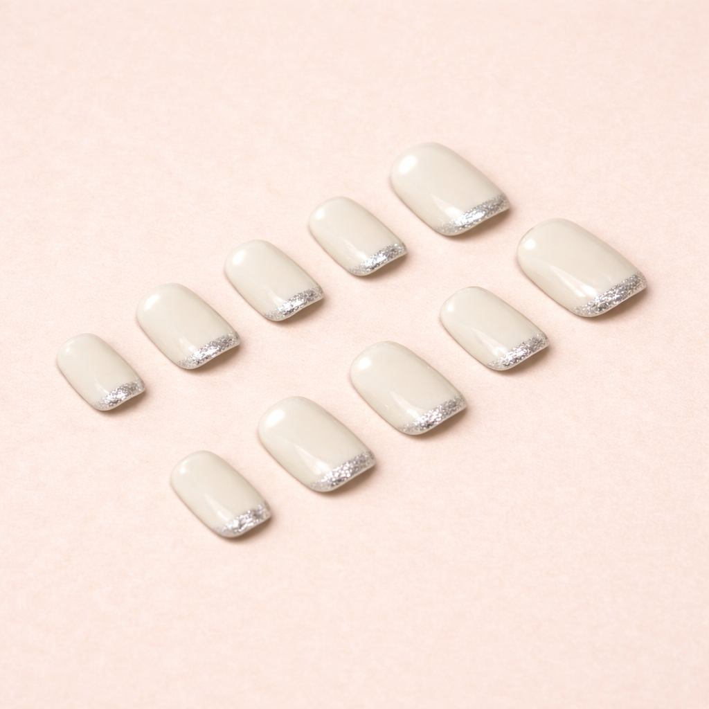 Ongles press-on Perle Douce – design nacré subtil et raffiné MB Beauty