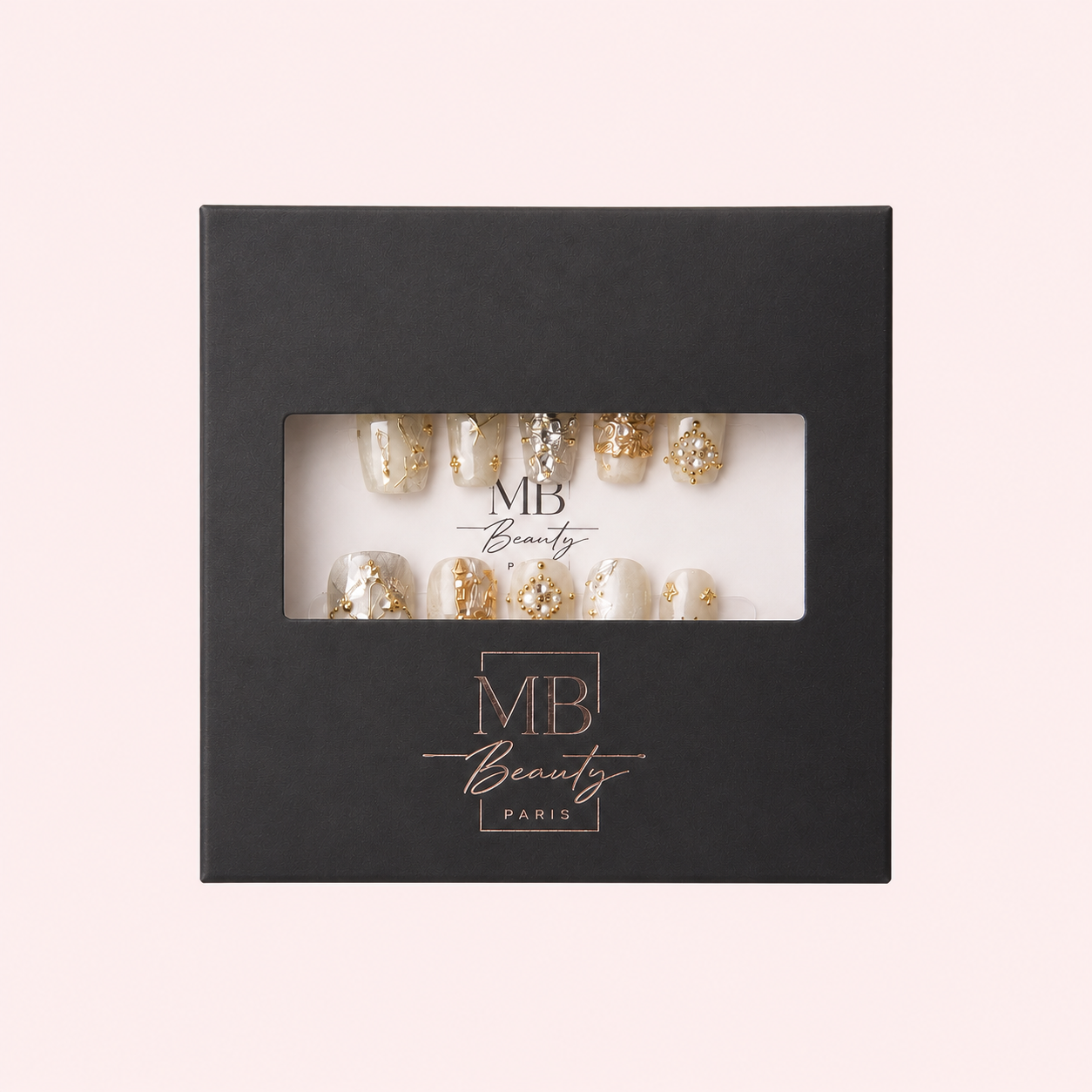 Coffret MB Beauty Princesse Ivoire avec faux ongles press-on ivoire et dorés