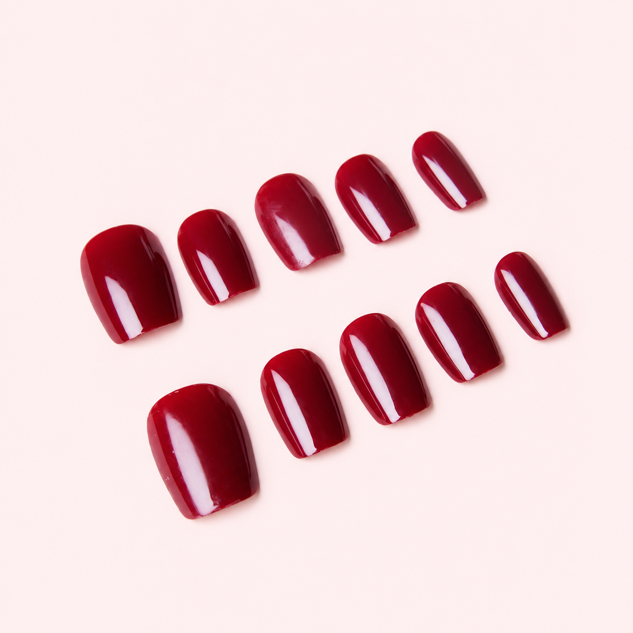 Faux ongles press-on Rouge Opéra rouge profond brillant – MB Beauty